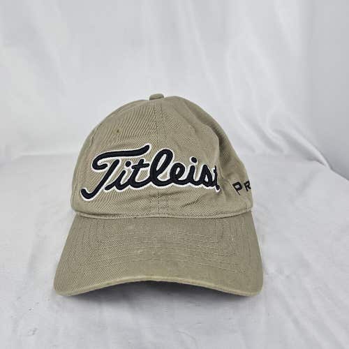 Titleist Golf Pro V1 FJ FootJoy Adjustable Strapback Brown Tan Hat Cap Golf