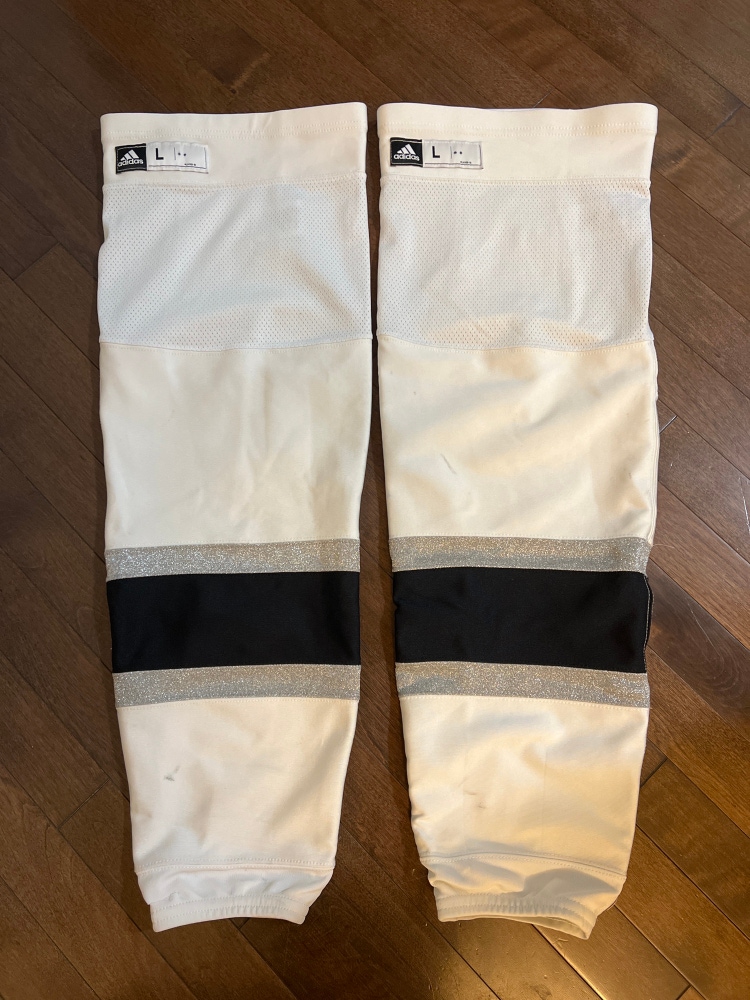 NHL Adidas Socks - LA Kings, White, Black, and Silver - Large