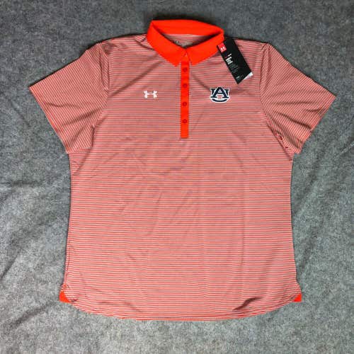 Auburn Tigers Womens Shirt Extra Large Under Armour Polo Orange Football NWT