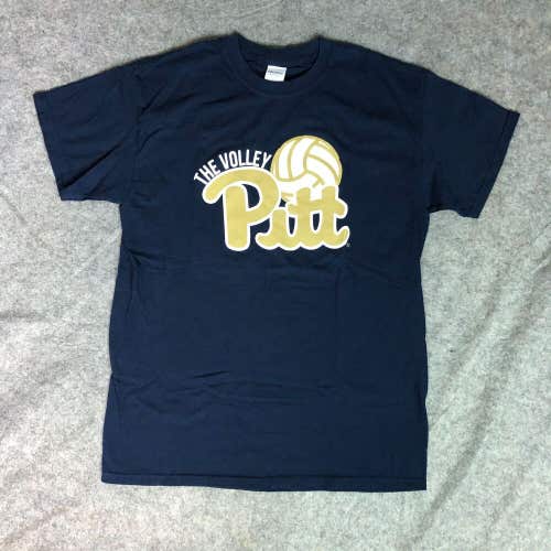 Pittsburgh Panthers Mens Shirt Medium Navy Gold Tee Short Sleeve Volleyball NCAA