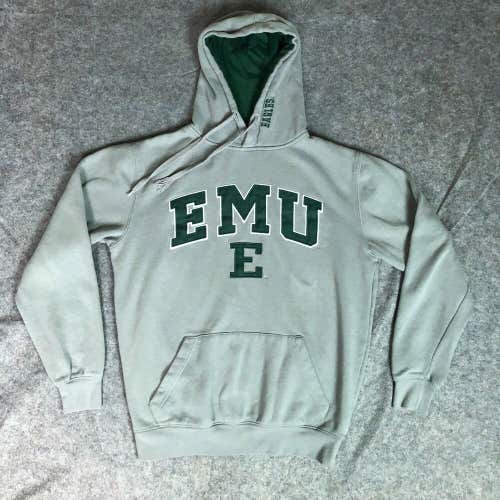 Eastern Michigan Eagles Mens Hoodie Medium Gray Green Sweatshirt Football NCAA