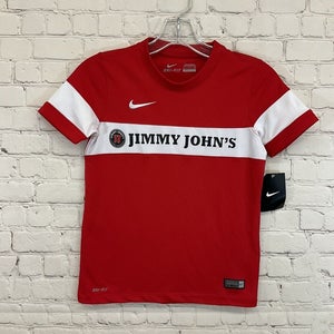 Nike Youth Unisex Dry 645923 Jimmy Johns Logo Size S Red White Soccer Jersey NWT