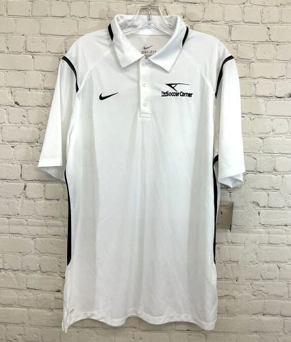 Nike Mens Gameday Team 658085 Soccer Corner Size L White Black Polo NWT $40