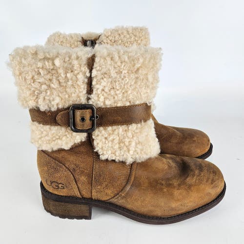 UGG BLAYRE II Women's Size: 6 Chestnut Leather Shearling Lined Boots 1008220