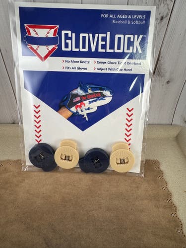 New Navy and Blond Glove Locks Keep Baseball Glove Laces Tight Free Shipping USA Only