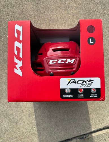 New Large CCM Tacks 710 Helmet, Crimson Red
