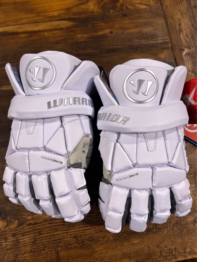Warrior Evo Pro Gloves Medium 12” Lax Lacrosse White New