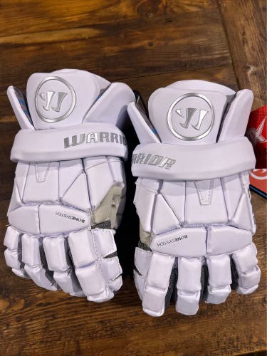 Warrior Evo Gloves Medium 12” Lax Lacrosse White New