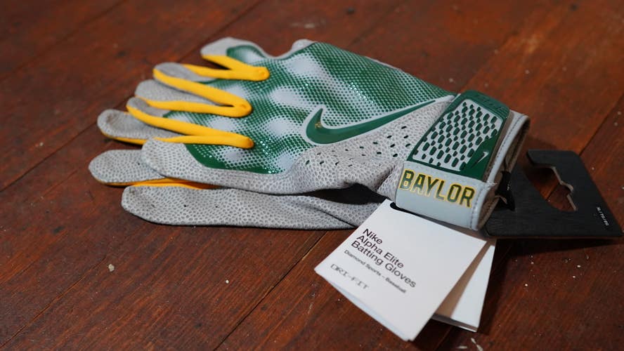 NIKE ALPHA ELITE NCAA Baylor Baseball Batting Gloves Men's XL FB4146-015