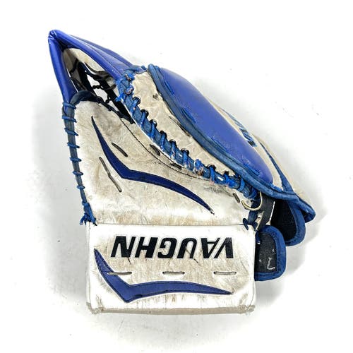 Vaughn V7- Used Pro Stock Goalie Glove (White/Blue)