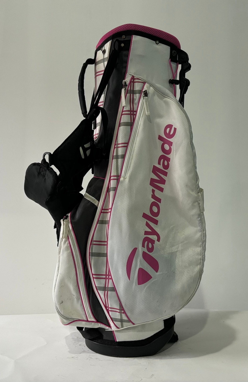 TaylorMade Carry Stand Bag White Pink Black 4-Way Divide Dual Strap Golf Bag