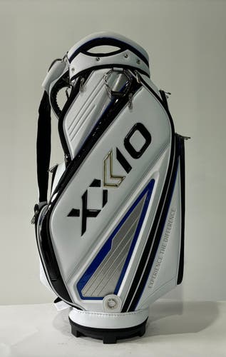 XXIO Mini Staff Bag White Black Blue 5-Way Divide Strap Golf Bag 8" x 9" NEW