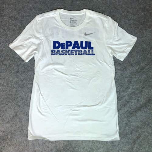 DePaul Blue Demons Mens Shirt Small Nike White Tee Short Sleeve Basketball NCAA