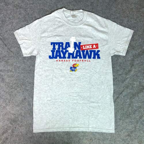 Kansas Jayhawks Mens Shirt Small Gray Tee Short Sleeve Sports NCAA Football A1