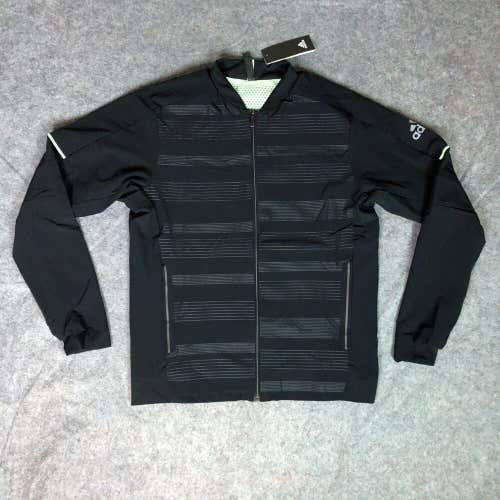 Adidas Men Jacket Medium Black Silver Track Full Zip Pocket Matchcode Tennis NWT