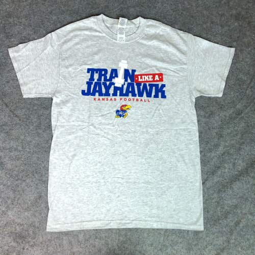 Kansas Jayhawks Mens Shirt Medium Gray Tee Short Sleeve Sports NCAA Football A1