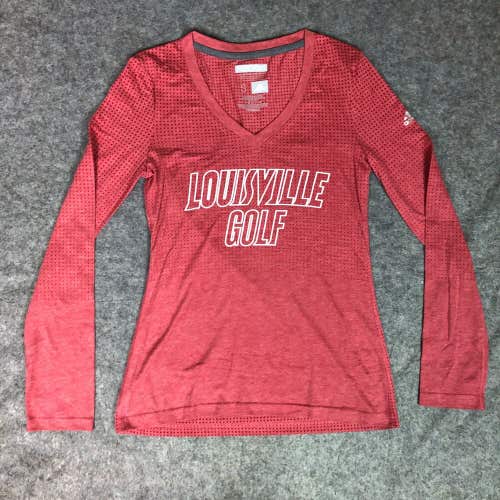 Louisville Cardinals Womens Shirt Small Adidas Red Tee Long Sleeve Top Golf NCAA