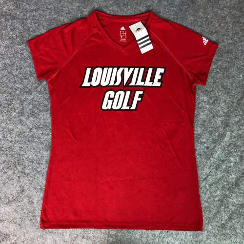 Louisville Cardinals Womens Shirt Small Adidas Red White Tee Short Sleeve NWT