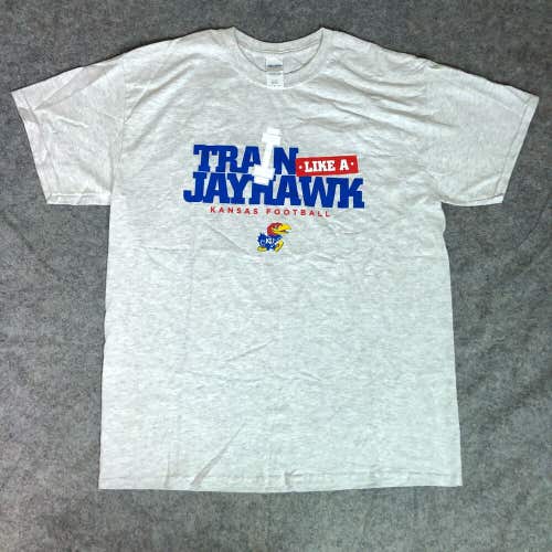 Kansas Jayhawks Mens Shirt Large Gray Tee Short Sleeve Sports NCAA Football A1