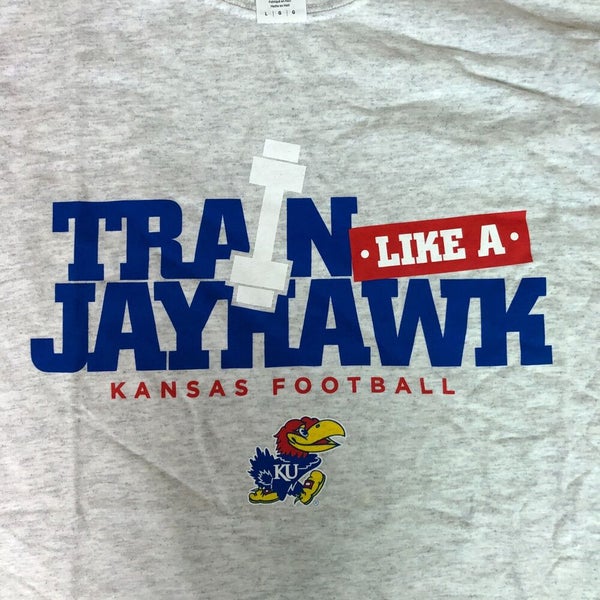 Kansas Jayhawks Mens Shirt Large Gray Tee Short Sleeve Sports NCAA Football A1