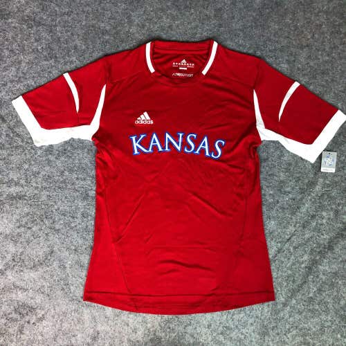 Kansas Jayhawks Womens Shirt Extra Small Adidas Red White Tee Short Sleeve NWT