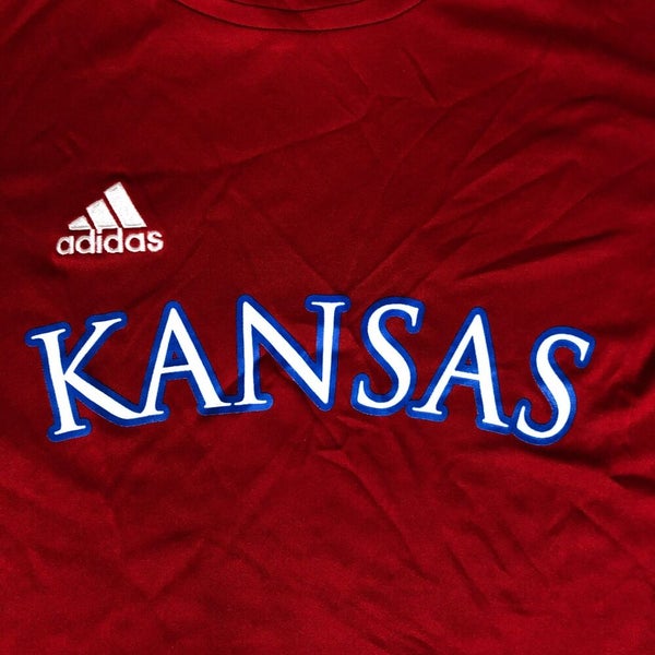 Kansas Jayhawks Womens Shirt Extra Small Adidas Red White Tee Short Sleeve NWT