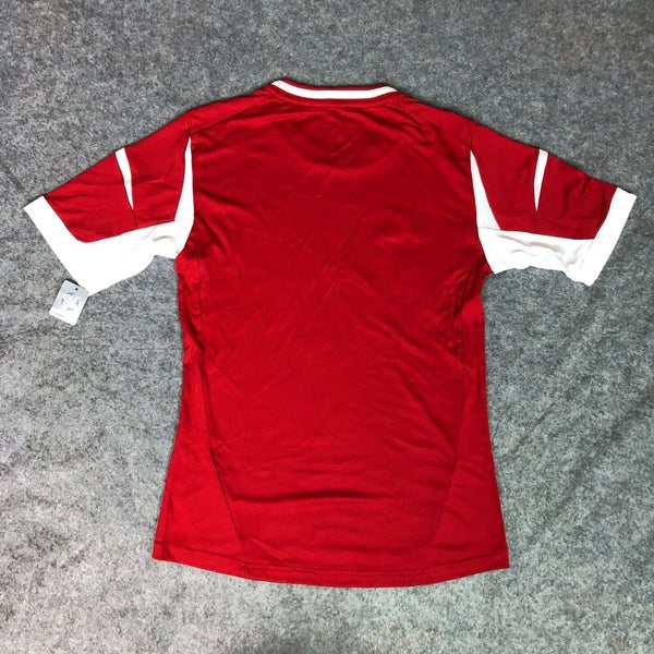 Kansas Jayhawks Womens Shirt Extra Small Adidas Red White Tee Short Sleeve NWT