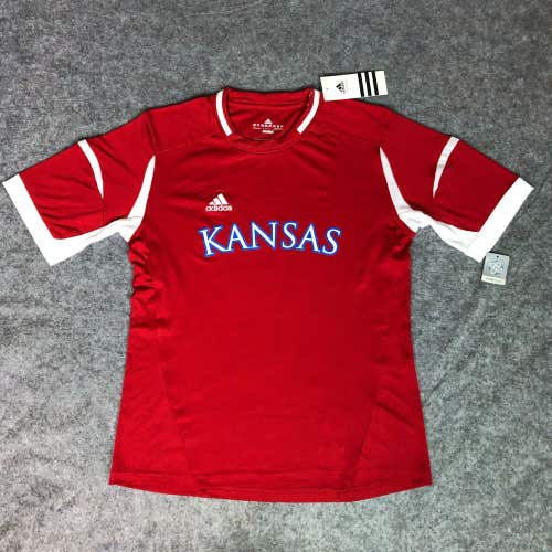Kansas Jayhawks Womens Shirt Medium Adidas Red White Tee Short Sleeve NWT