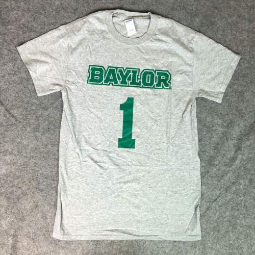 Baylor Bears Mens Shirt Small Gray Green Short Sleeve Tee Hurd NCAA Basketball B