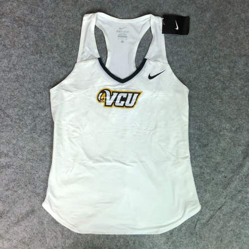 VCU Rams Womens Shirt Medium Nike White Tank Top Sleeveless Logo NCAA Tennis NWT