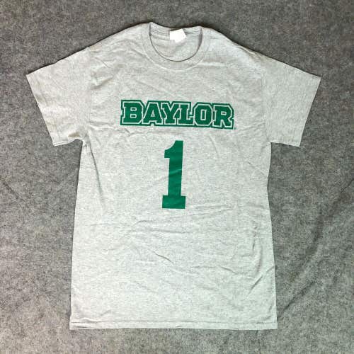 Baylor Bears Mens Shirt Small Gray Green Short Sleeve Tee Hurd NCAA Basketball A