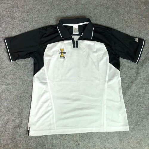 Idaho Vandals Womens Shirt Large Adidas White Black Polo Logo Top NCAA Soccer