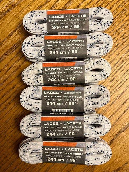 6 PACK Bauer Hockey Waxed Laces 96" White