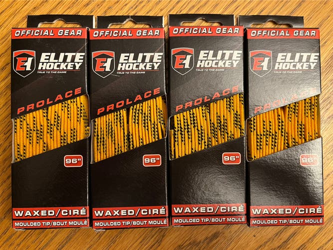 6 PACK Elite Hockey Waxed Laces 96" Yellow