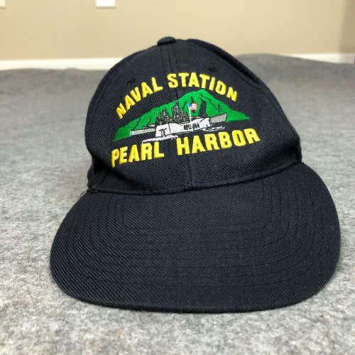 Pearl Harbor Men Hat Black Snapback One Size Naval Station Military Navy USA Cap