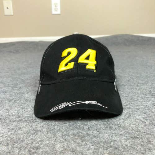 Jeff Gordon Mens Hat Strapback Adjustable Black Gold #24 Nascar Racing Cap ^