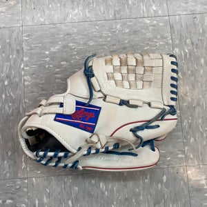 White Used Rawlings GG Elite Right Hand Throw Softball Glove 12"