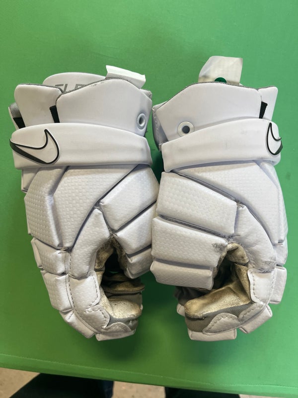 White Used Nike Vapor select Lacrosse Gloves Small