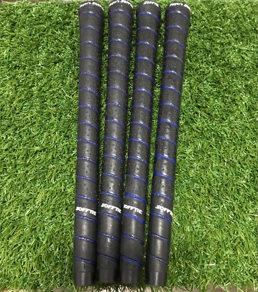 Set of 4 Golf Pride Player's Softie Grips .60 Round Standard Size Black & Blue SidelineSwap