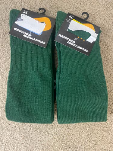 *2 Pack* of New Green DeMarini Baseball Socks Adult XL