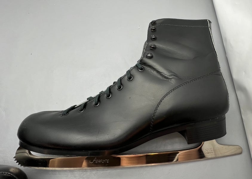 Vintage Leather Aerflyte Ice Skates Tempered Hardened Steel Men's Size 11 2/3