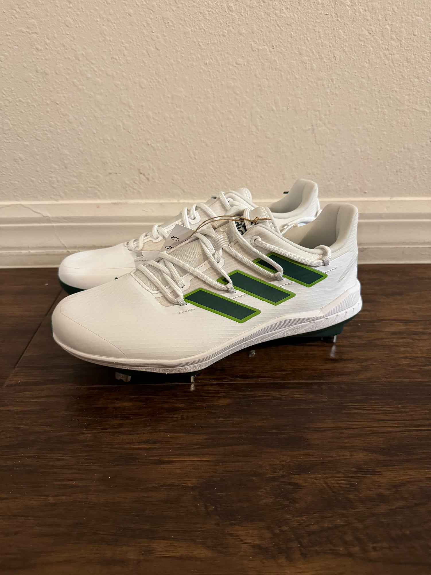 Adidas Adizero Afterburner 8 White/Green Metal Baseball 