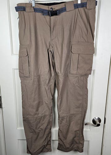 Duluth Trading Nylon Cargo Pants Mens XL x 37 Brown Belt Quick Dry Flex