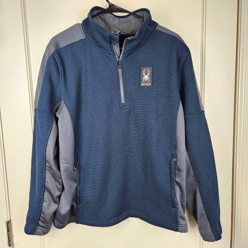 Spyder Core Sweater Men's Size: L Blue Gray 1/4 Zip Pullover Ski