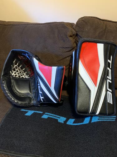 True pro custom L12.2 full right goalie glove and blocker