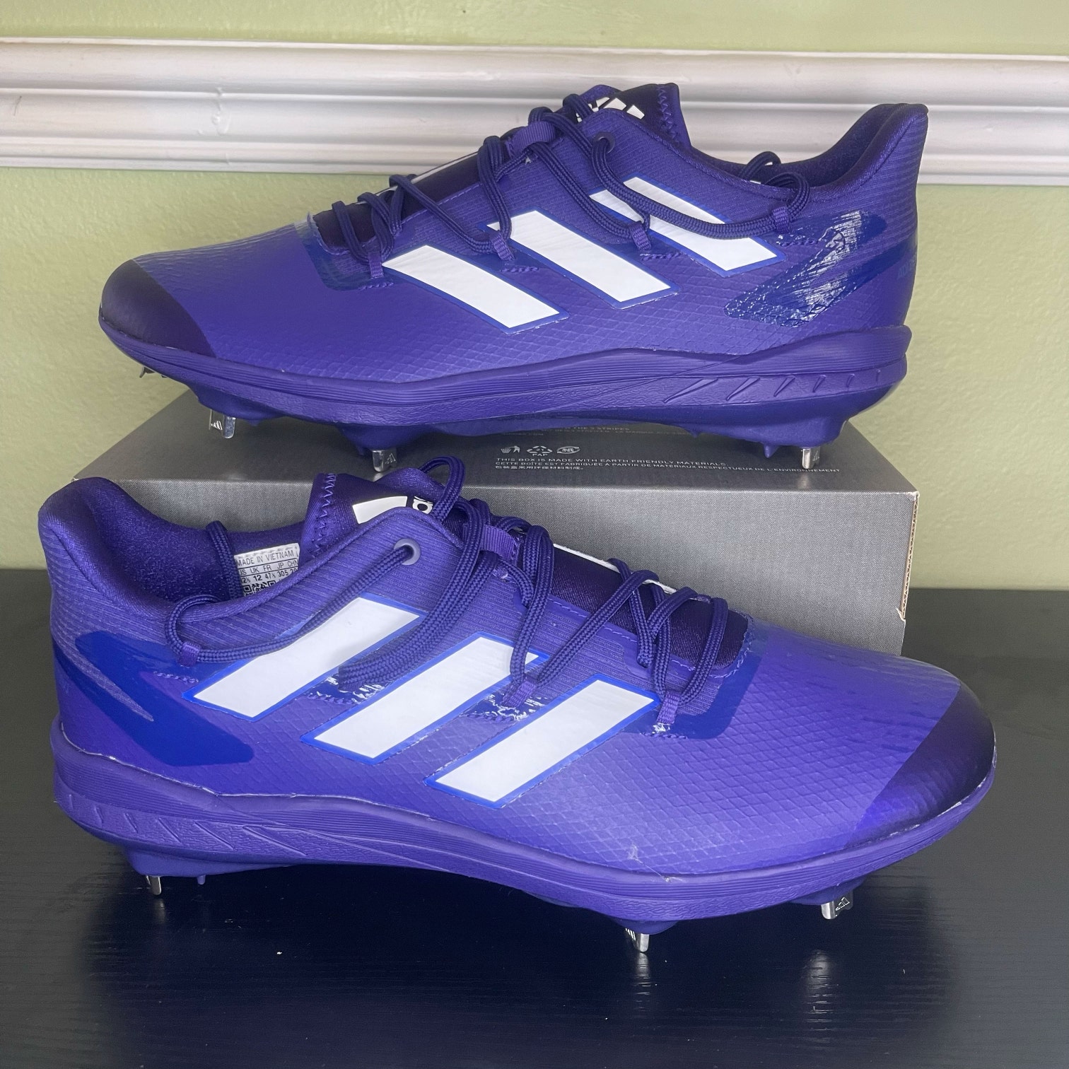 Adidas Adizero Afterburner 8 Metal Baseball Cleats Size 13 Purple White H00980