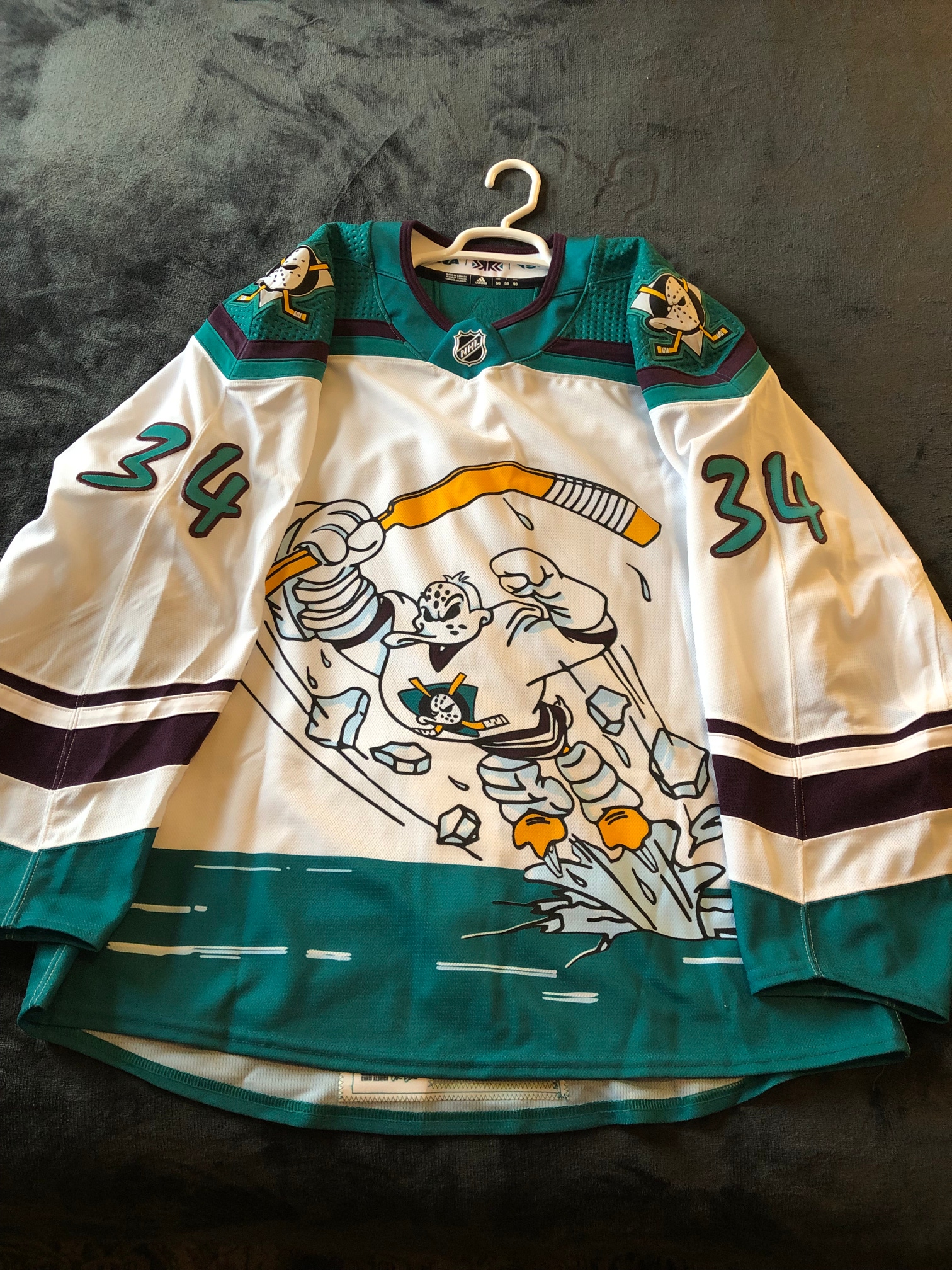 RARE Game Worn Autographed & Photomatched Drysdale "Wild Wing" Ducks Reverse Retro 1.0 Jersey w/ LOA