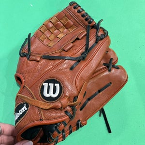 Brown Used Wilson A550 Right Hand Throw Pitcher's Baseball Glove 12"