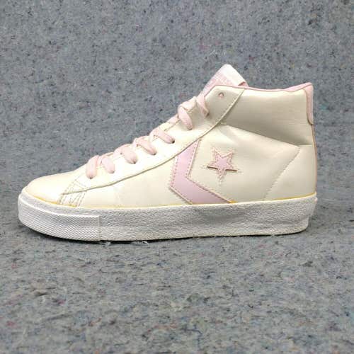 Converse One Star Pro Girls Shoes Size 7Y Sneakers Cream Pink High Top 211993F