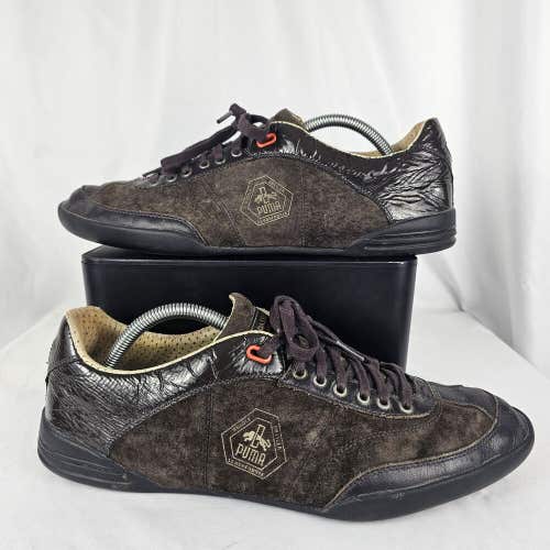 Puma X Rudolf Dassler Schufabrik Brown Suede Patent Leather Casual Sneakers 10